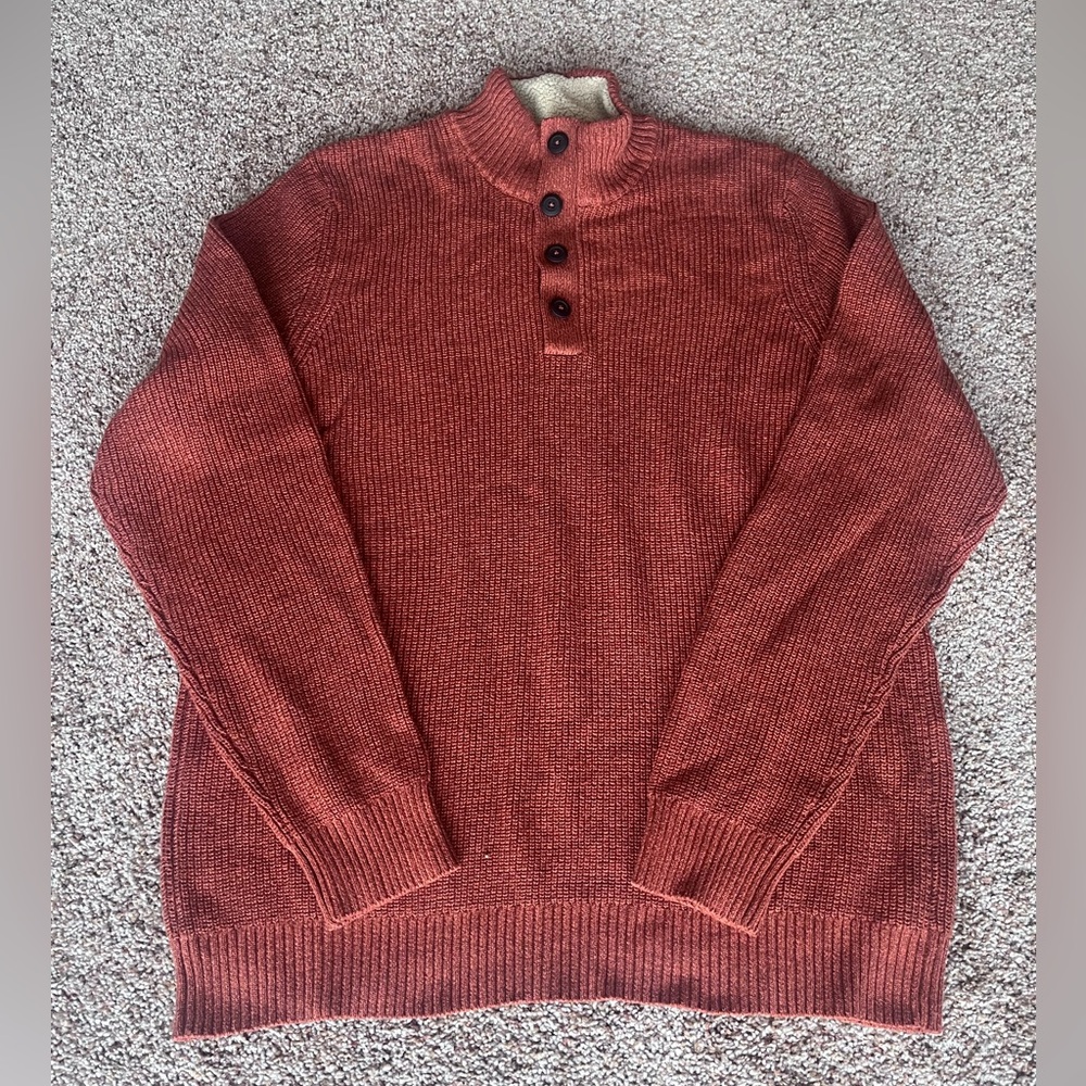 Vintage Rust G.H. Bass‎ & Co. Button Up Mock Neck Sweater